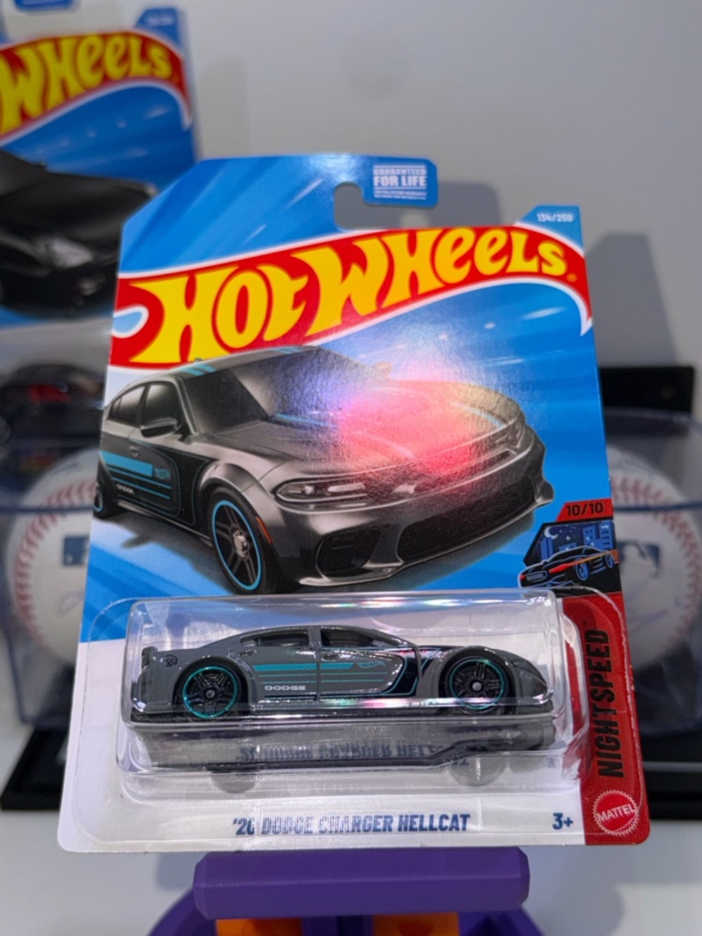 Hot Wheels '20 Dodge Charger Hellcat Toy Car – Gray with Teal Accents
